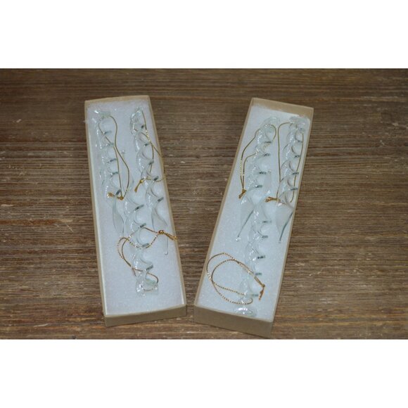 Christmas Ornaments Clear Glass Icicles Twisted Spiral Set of 6 Hanging - Picture 2 of 7